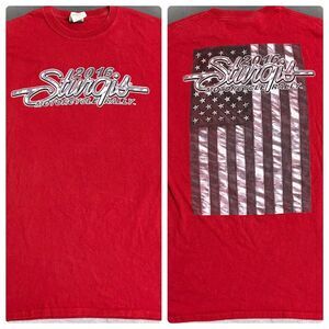 Sturgis 2016  Shirt Mens Medium Red Motorcycle Racing‎ Sturgis Flag USA